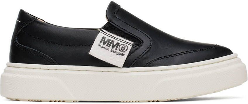 MM6 Maison Margiela Kids Black Logo Slip-On Sneakers