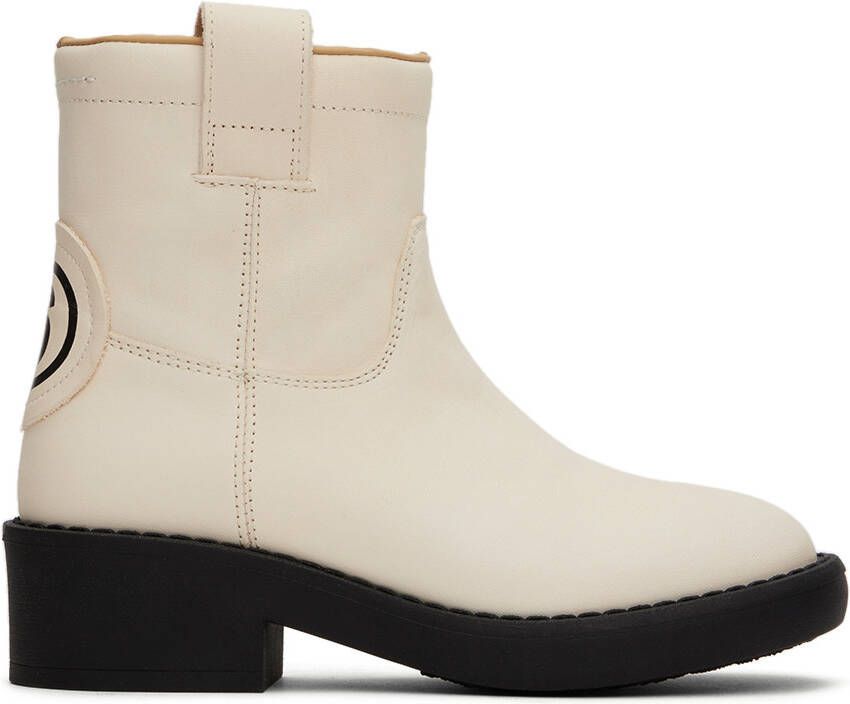 MM6 Maison Margiela Kids Off-White Leather Boots