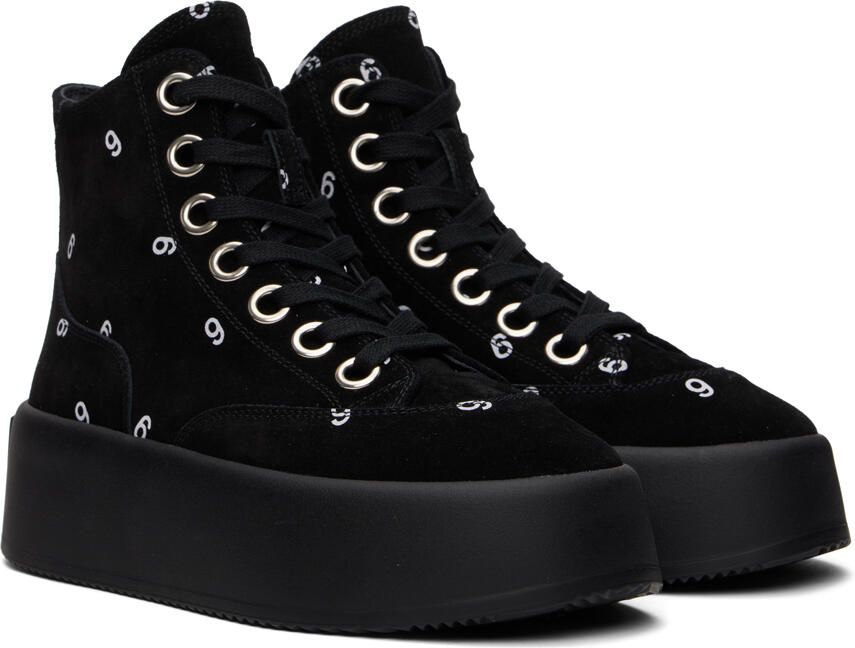 MM6 Maison Margiela Black 6 Platform High Sneakers - Picture 2