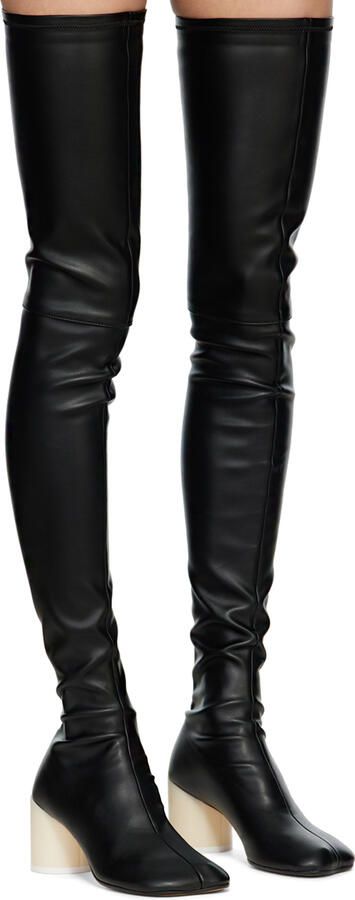 MM6 Maison Margiela Black Faux-Leather Tall Boots - Picture 2
