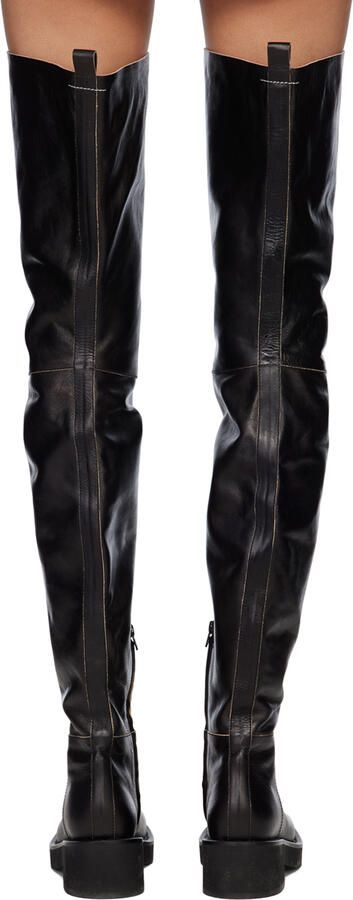 MM6 Maison Margiela Black Paneled Over-The-Knee Boots - Picture 2
