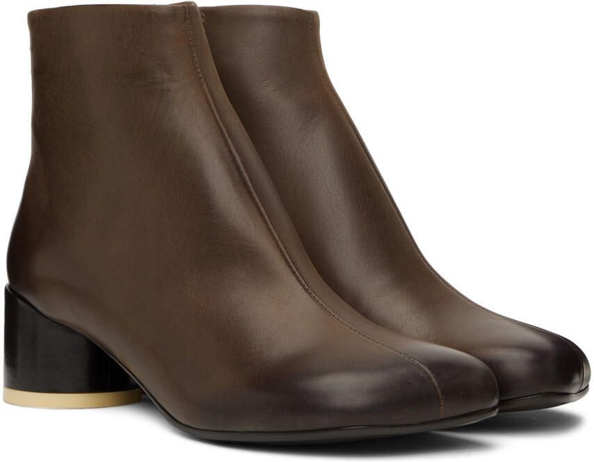 MM6 Maison Margiela Brown Anatomic Ankle Boots - Picture 2