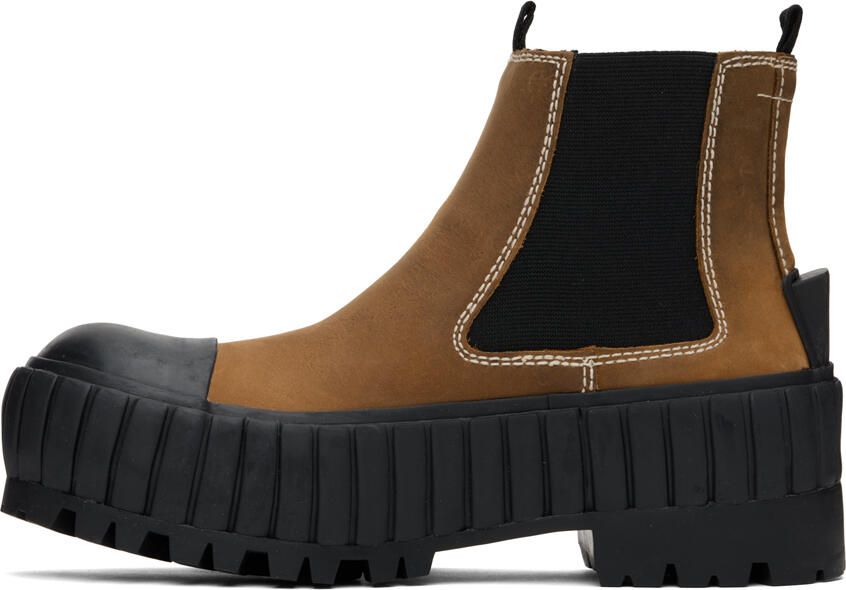 MM6 Maison Margiela Brown Chunky Chelsea Boots - Picture 3