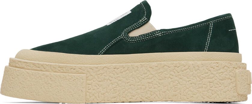 MM6 Maison Margiela Green Platform Slip-On Sneakers - Picture 3