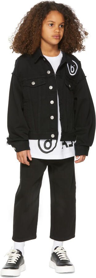 MM6 Maison Margiela Kids Black Cursive Logo Sneakers - Picture 4