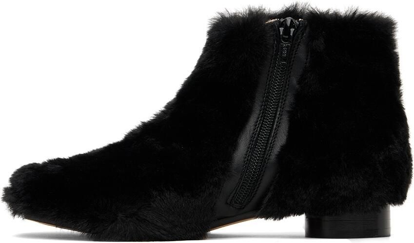 MM6 Maison Margiela Kids Black Faux-Fur Ankle Boots - Picture 3