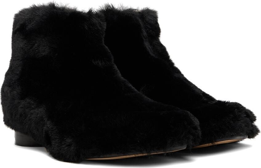 MM6 Maison Margiela Kids Black Faux-Fur Ankle Boots - Picture 2