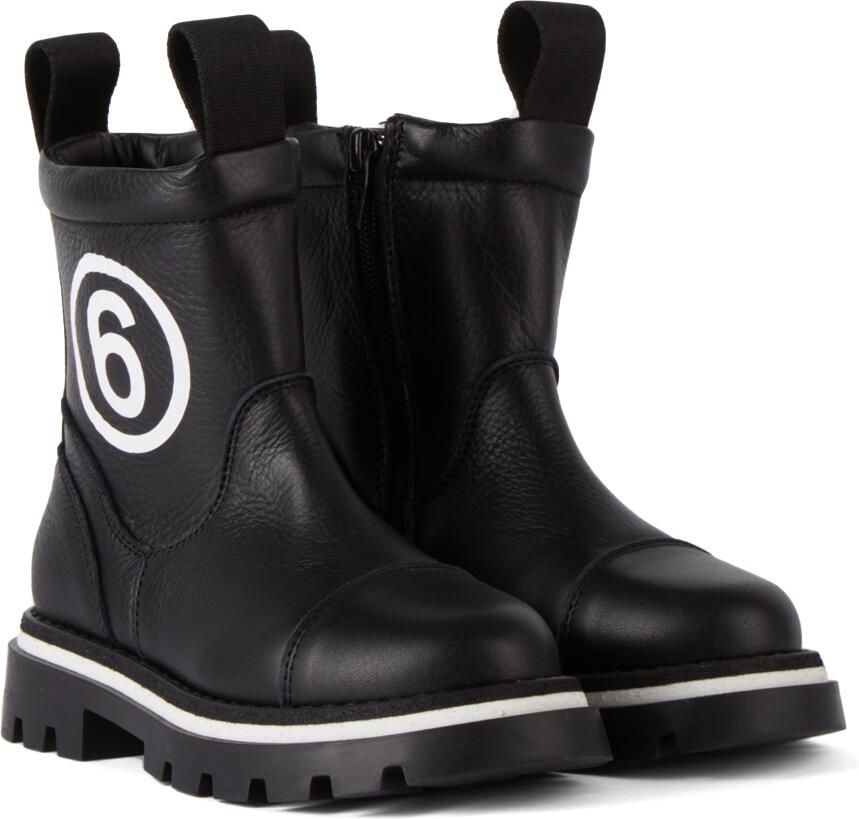 MM6 Maison Margiela Kids Black Logo Slip-On Boots - Picture 2