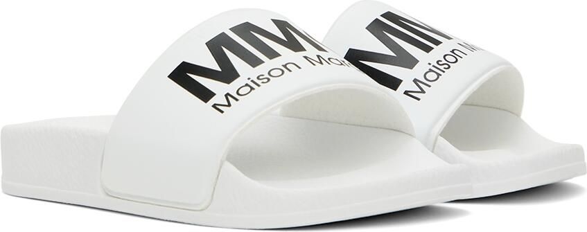 MM6 Maison Margiela Kids White Logo Slides - Picture 2