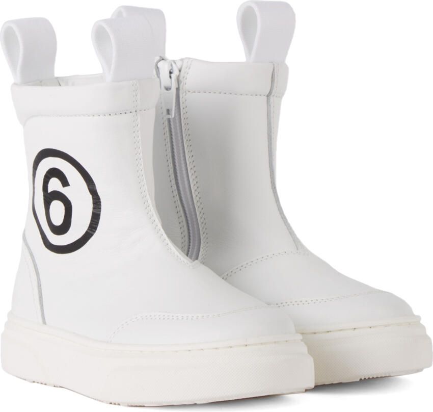 MM6 Maison Margiela Kids White Logo Slip-On Boots - Picture 2