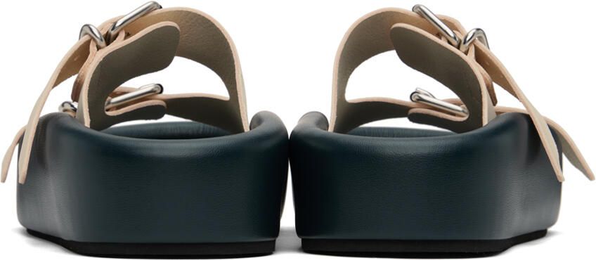 MM6 Maison Margiela Navy & Off-White Pin-Buckle Sandals - Picture 2