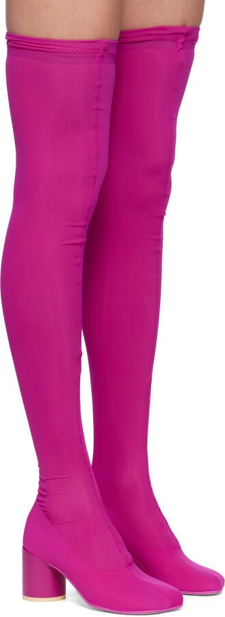 MM6 Maison Margiela Pink Thigh-High Sock Boots - Picture 2