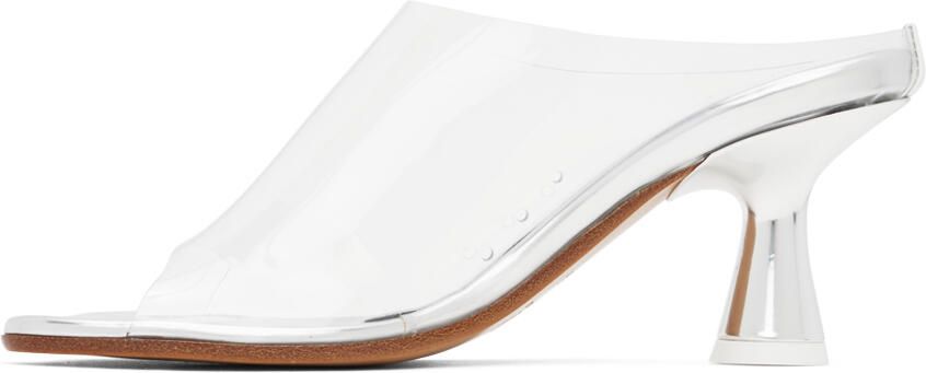 MM6 Maison Margiela Silver Perforated Mules - Picture 3