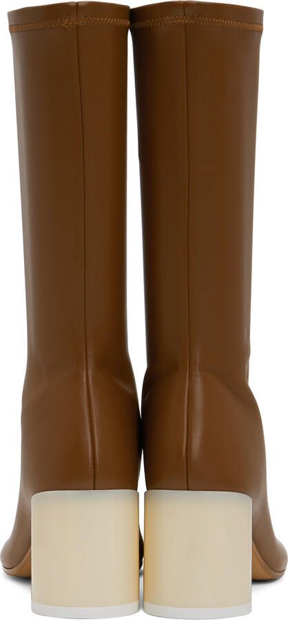 MM6 Maison Margiela Tan Calfskin Mid-Calf Boots - Picture 3
