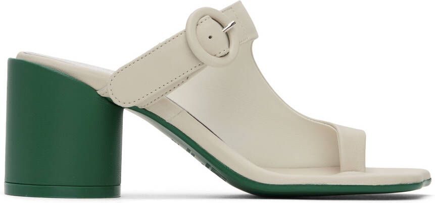 MM6 Maison Margiela Off-White Buckle Heeled Sandals