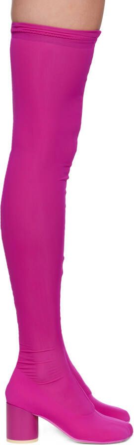 MM6 Maison Margiela Pink Thigh-High Sock Boots