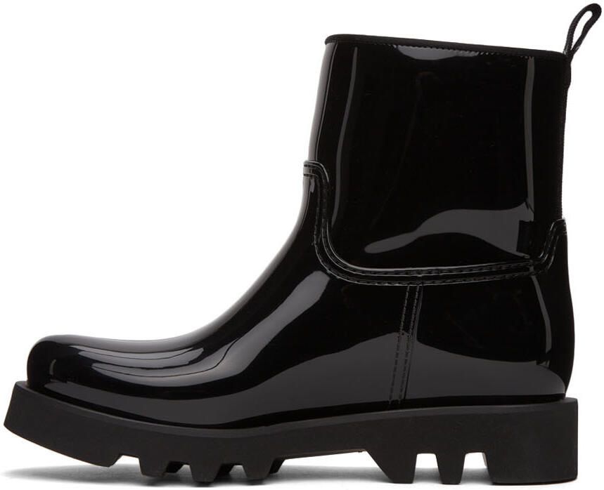 Moncler Black Shiny Rubber Ginette Rain Boots - Picture 3