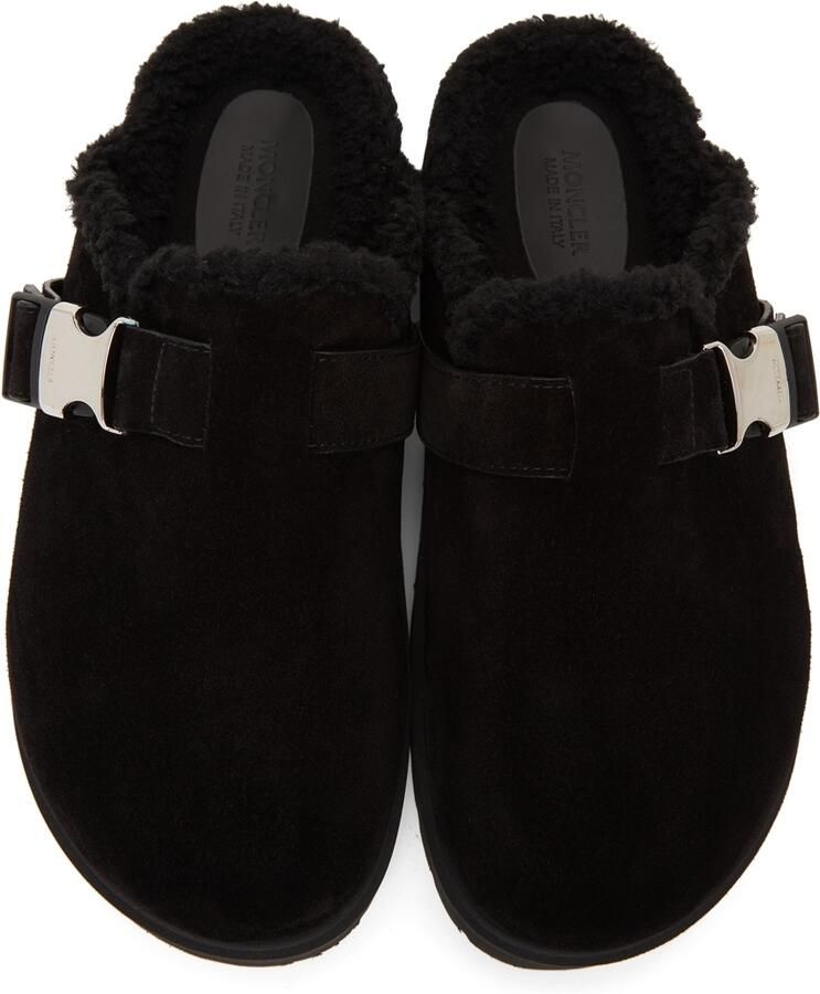 Moncler Black Suede Mon Mule Slides