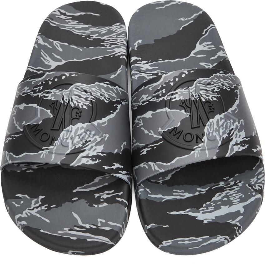 Moncler Grey Tiger Stripe Basile Slides - Picture 1
