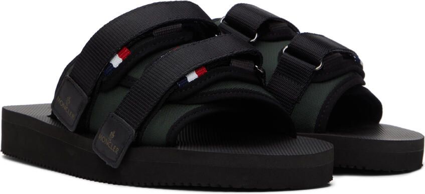 Moncler Khaki & Black Slideworks Sandals - Picture 2