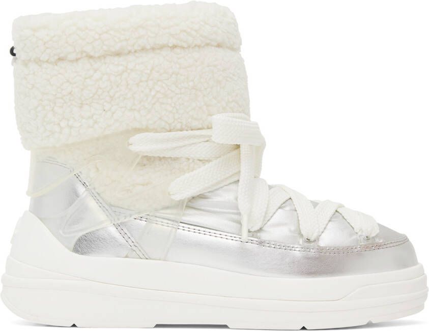 Moncler Silver & White Insolux M Ankle Boots