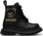 Moschino Baby Black Teddy Embroidery Combat Boots - Thumbnail 1