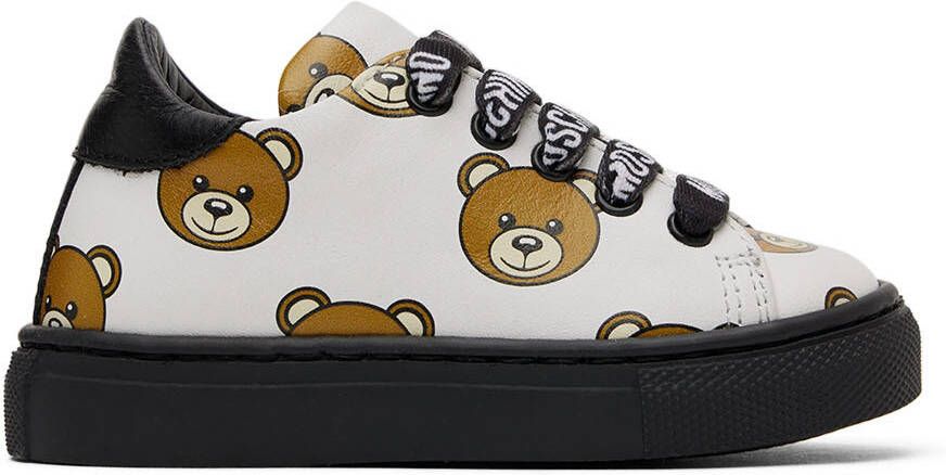 Moschino Baby White Teddy Print Sneakers