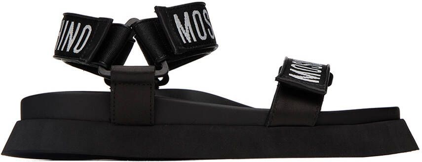 Moschino Black Jacquard Logo Sandals