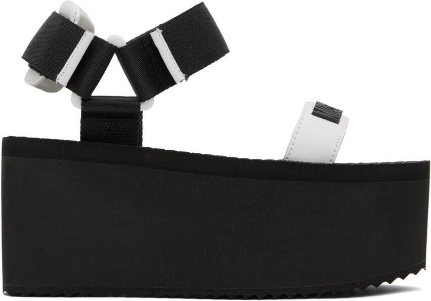 Moschino Black Logo Flatform Wedge Sandals