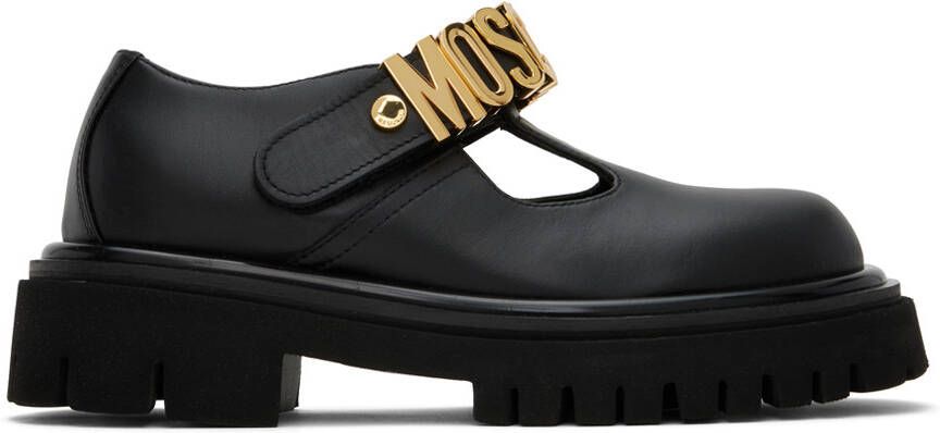 Moschino Black Logo Plaque Loafers