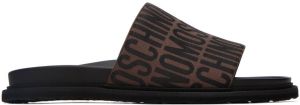 Moschino Brown & Black Jacquard Logo Sandals