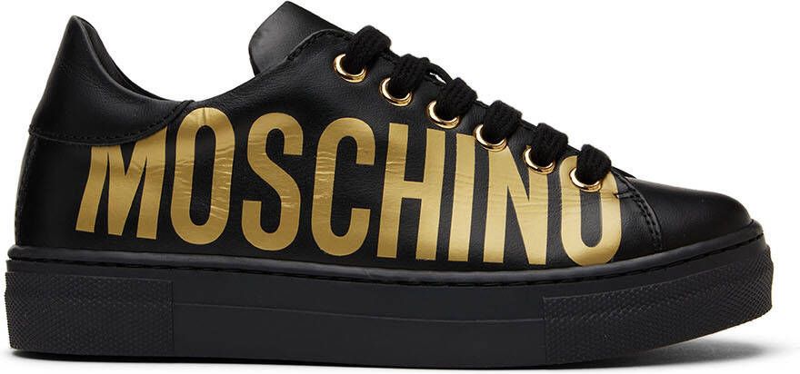 Moschino Kids Black Leather Sneakers