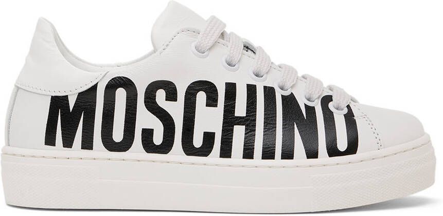 Moschino Kids White Leather Sneakers