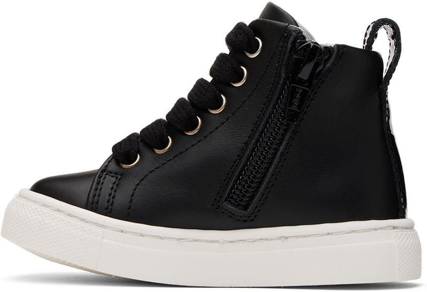 Moschino Baby Black Crystal Teddy High Sneakers - Picture 2