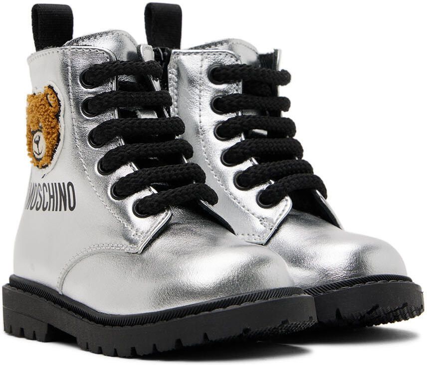 Moschino Baby Silver Teddy Boots - Picture 3