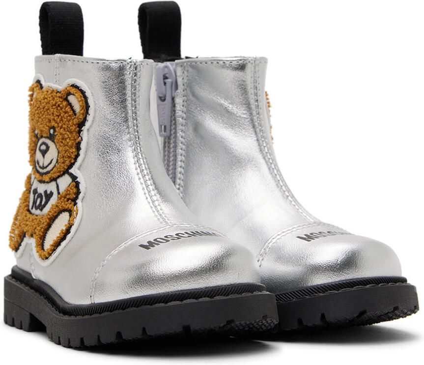 Moschino Baby Silver Teddy Chelsea Boots - Picture 3