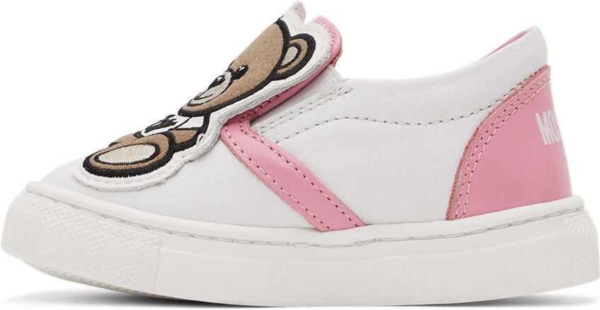 Moschino Baby White & Pink Teddy Slip-On Sneakers - Picture 3
