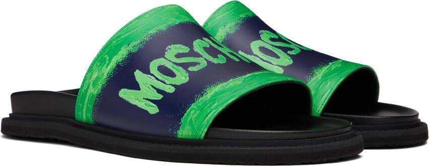 Moschino Black & Green Logo Sandals - Picture 2