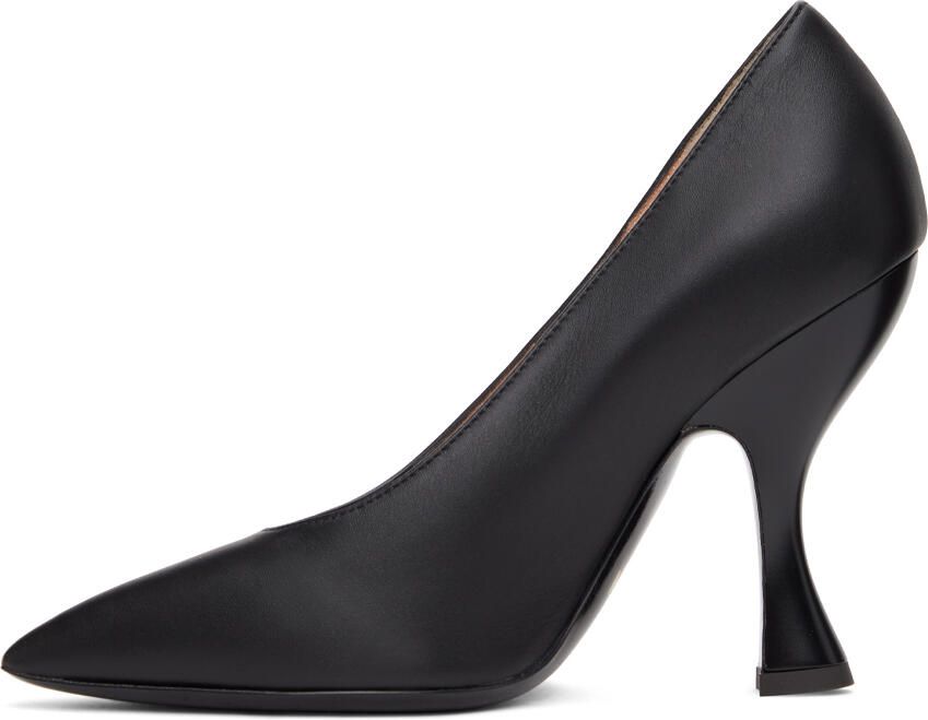 Moschino Black Calfskin Icing Logo Heels