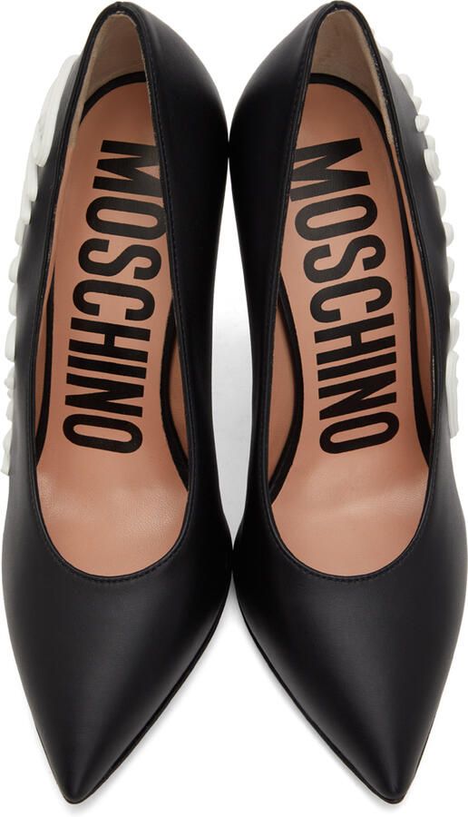 Moschino Black Calfskin Icing Logo Heels - Picture 2