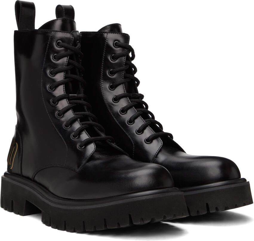 Moschino Black Combat Boots