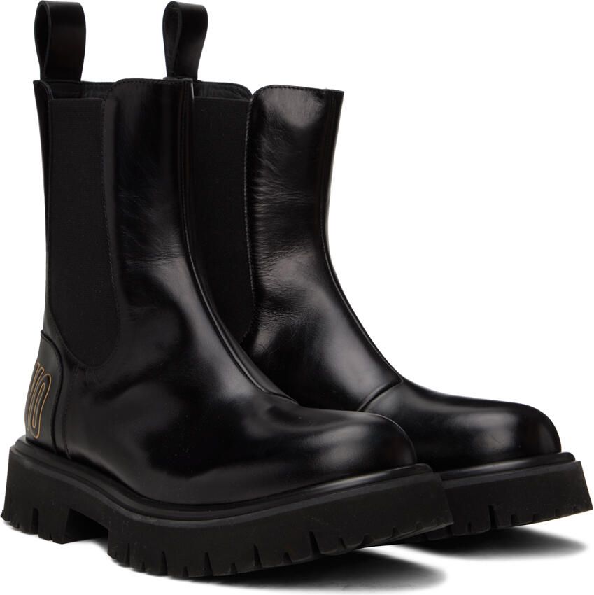 Moschino Black Combat Chelsea Boots