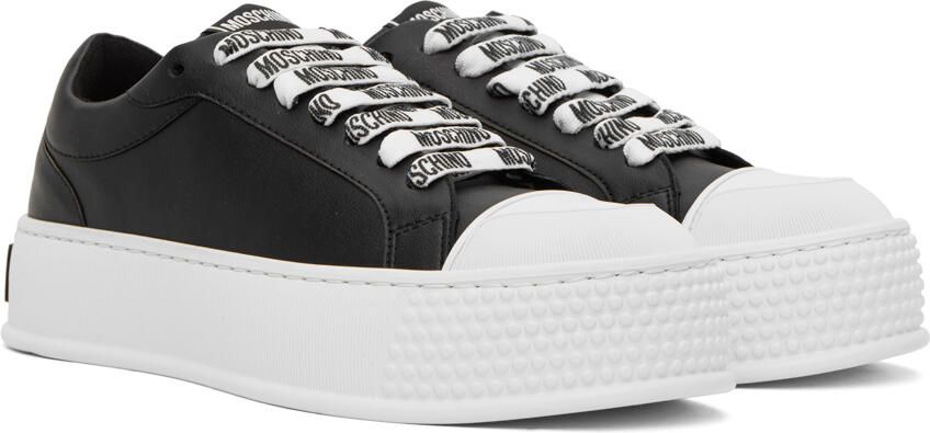 Moschino Black Faux-Leather Sneakers - Picture 2