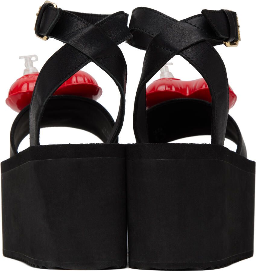 Moschino Black Inflatable Heart Sandals