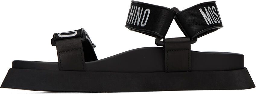 Moschino Black Jacquard Logo Sandals - Picture 4