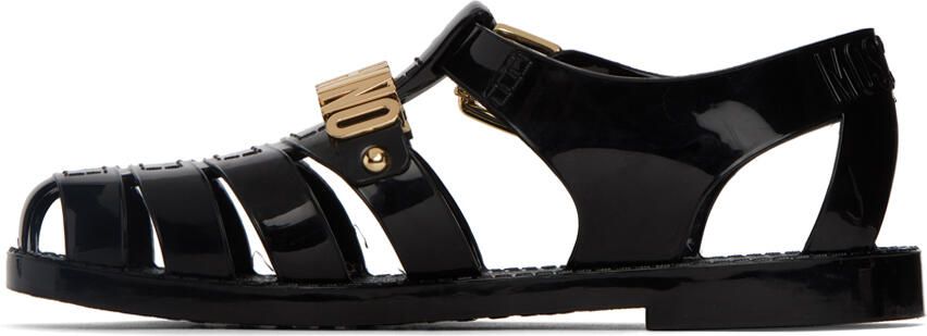 Moschino Black Jelly Lettering Sandals - Picture 3