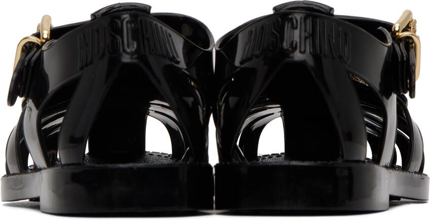 Moschino Black Jelly Lettering Sandals