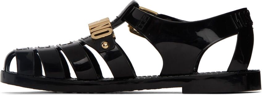 Moschino Black Jelly Lettering Sandals - Picture 3