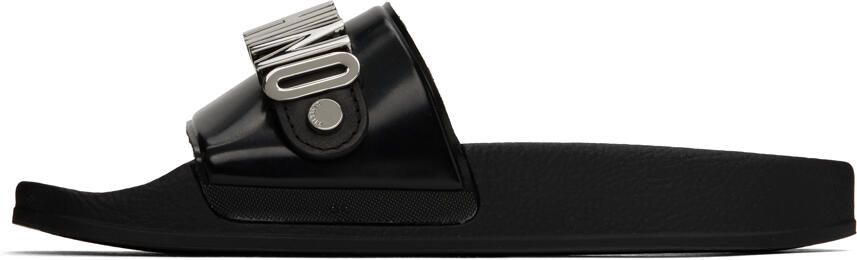 Moschino Black Lettering Slides - Picture 3