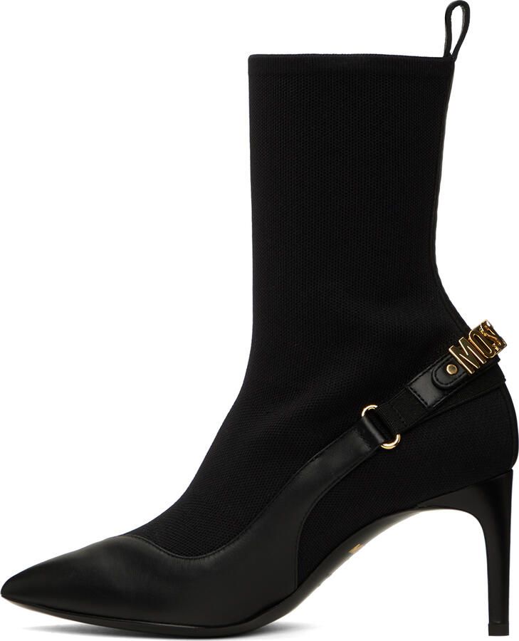 Moschino Black Logo Ankle Boots